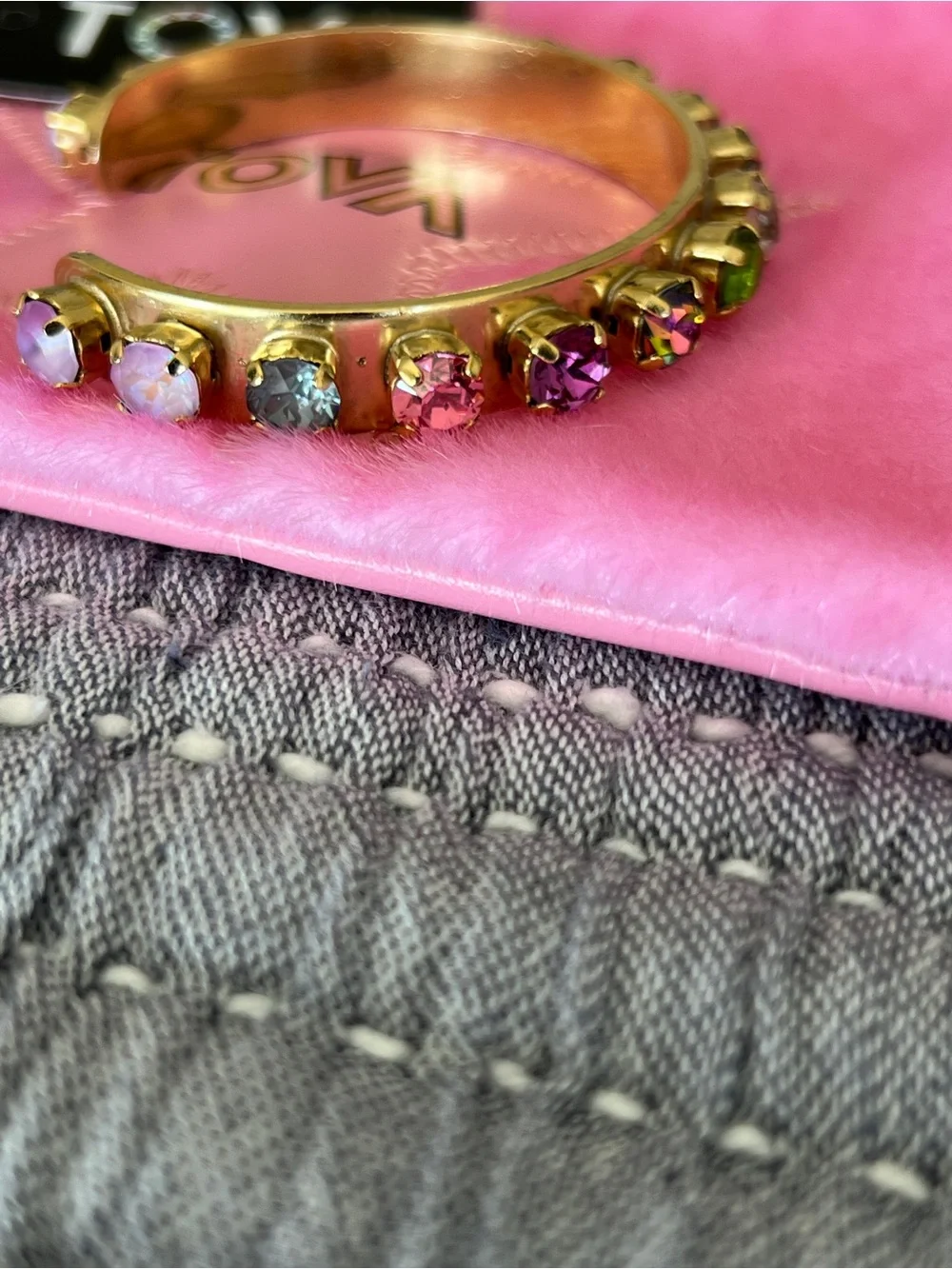 TOVA Gold Multicolor Crystal Cuff Bracelet - Picture 5 of 7